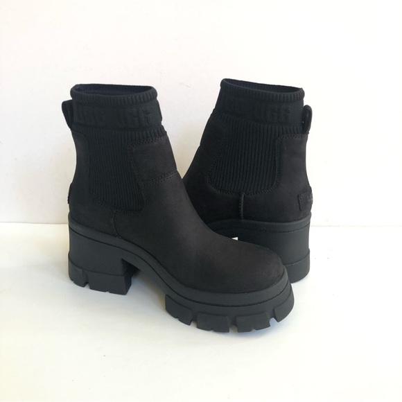 UGG BROOKLYN CHELSEA BLACK WATERPROOF PLATFORM BOOTS US 11 - Picture 2 of 5
